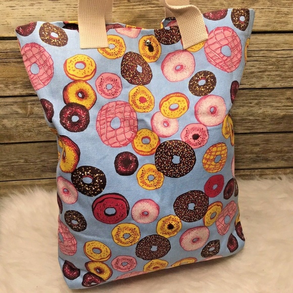 Donut Print Pop Art Canvas Tote Bag - Picture 5 of 11